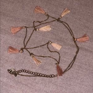 Pink + Gold Tassel Necklace